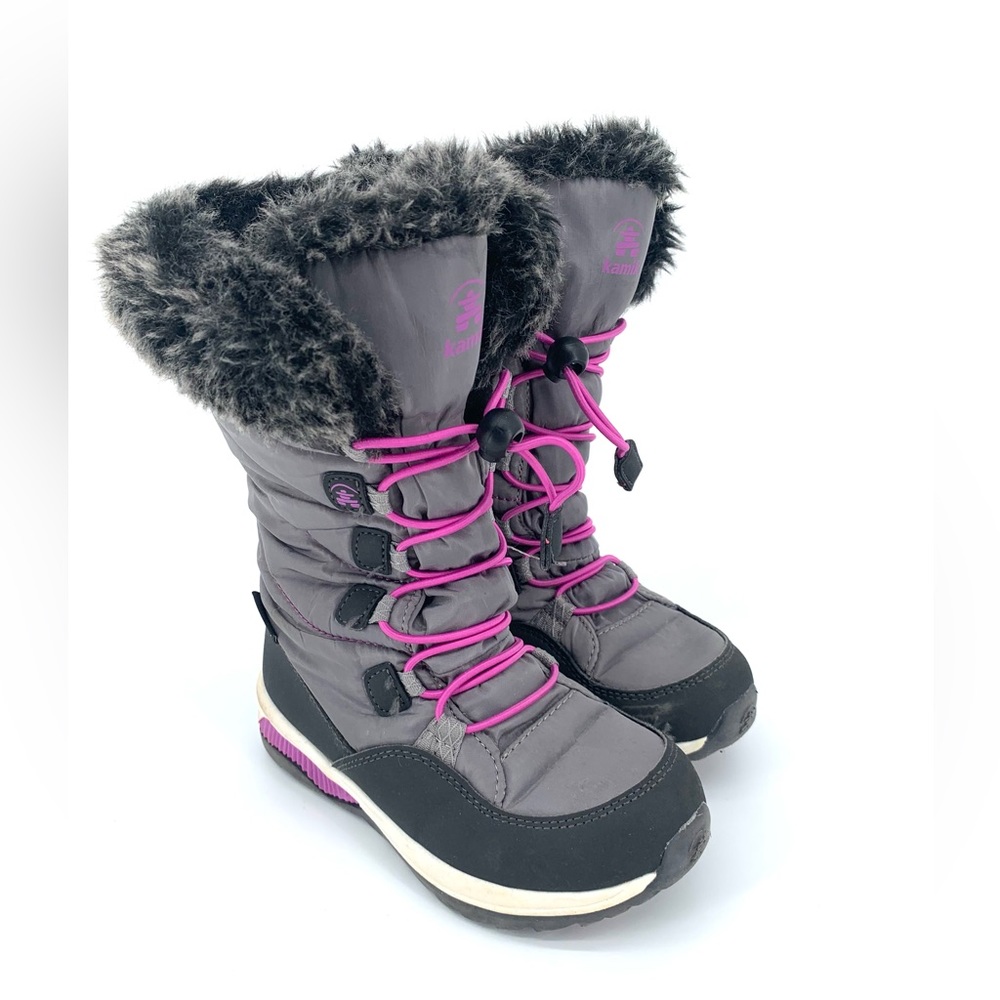 🥳🥳HOST PICK🥳🥳 Kamik Grey and Purple Fur Top Winter Snow Boots Size 12